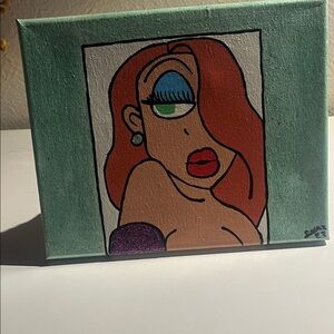 Colorful Pop Art Canvas- Jessica Rabbit- handmade